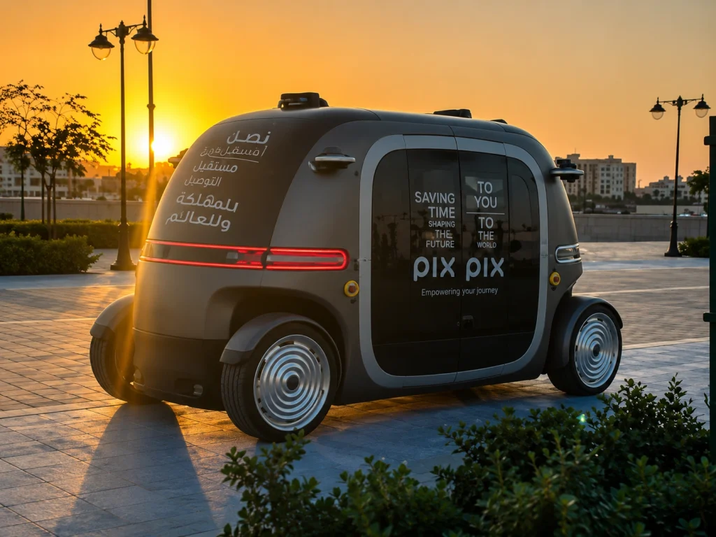 Saudi Arabia Robobus autonomous AI self-driving bus Masjid Quba Madinah 700 metre route Vision 2030 smart transport 2026