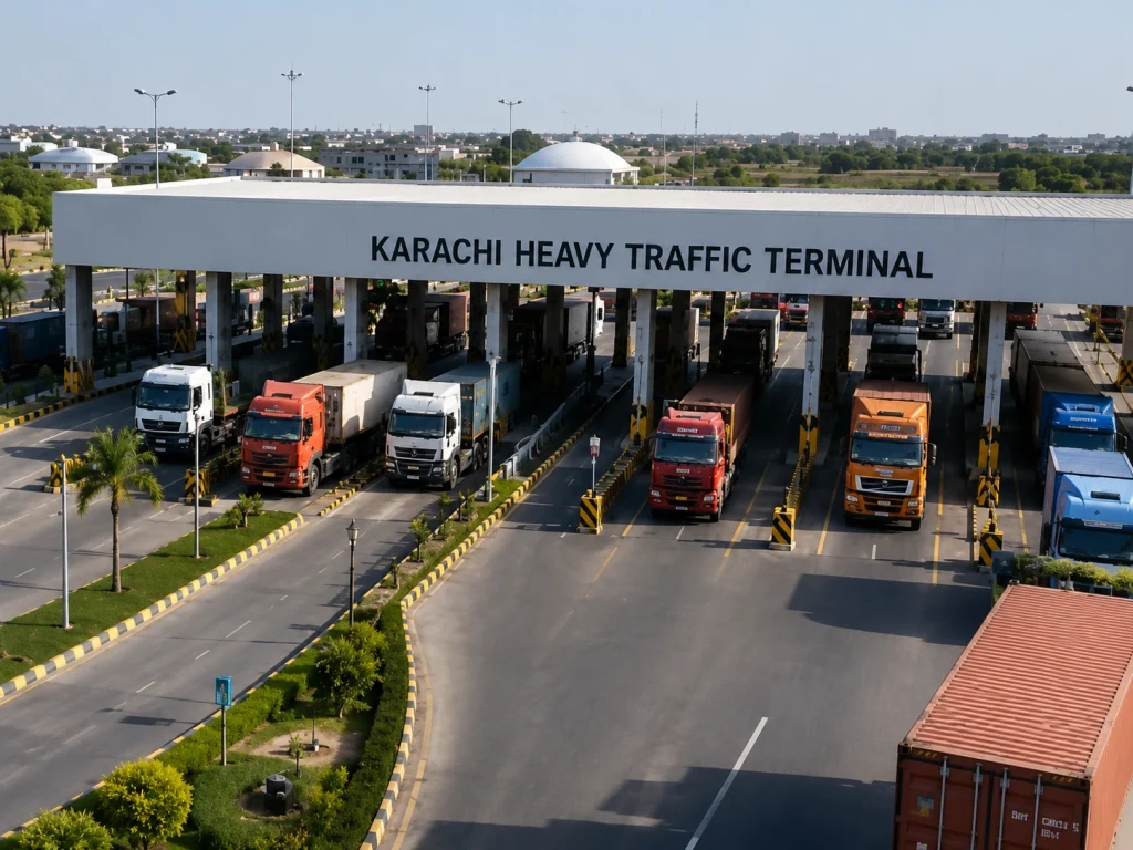 Karachi Heavy Transport Terminal Approved at Northern Bypass Sindh electric buses Karachi 2026, pink electric scooters women Sindh,