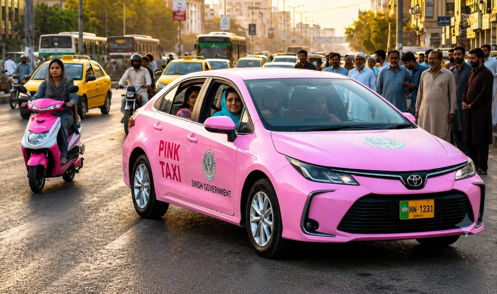 Sindh to Launch Pink EV Taxis for Women Across the Province Pink taxis dedicated for women passengers under Sindh Pink Taxi Scheme in Karachi