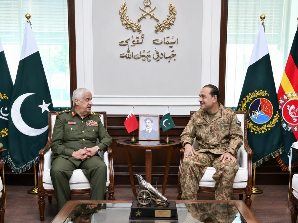 Pakistan Bahrain military cooperation CDF Munir 2026 — GHQ Rawalpindi meeting between Field Marshal Syed Asim Munir and Bahrain National Guard Commander General Shaikh Mohammad bin Isa