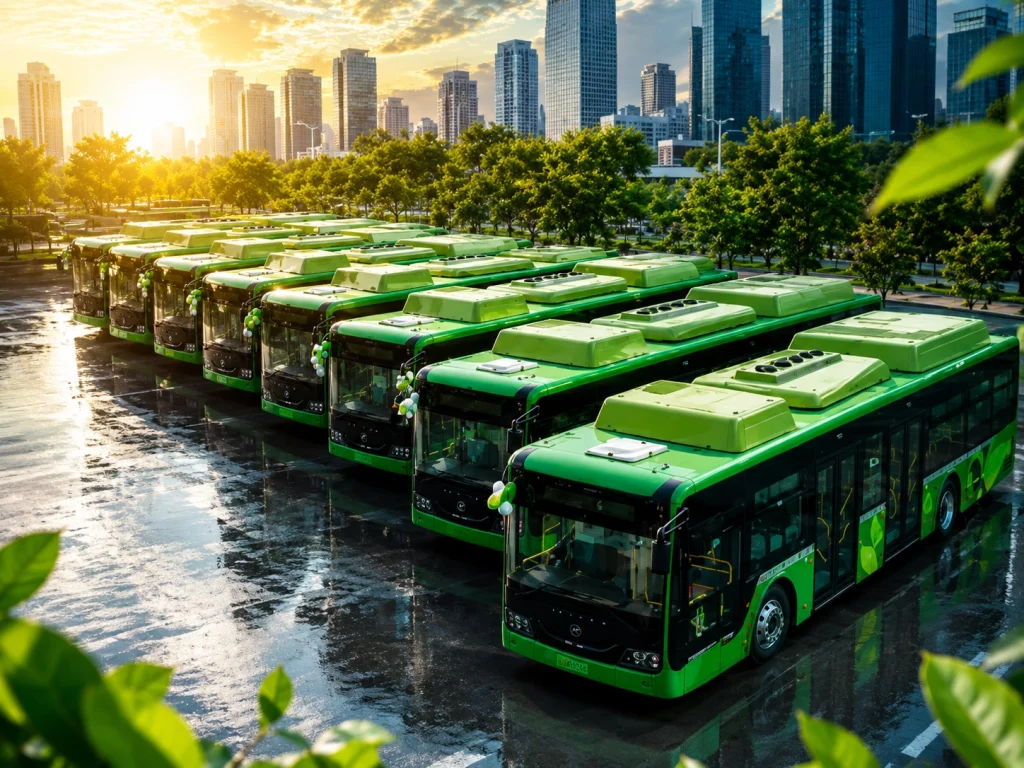 Momentum Logistics Delivers 112 Electric Buses Across 12 Punjab Cities Punjab electric buses logistics delivering 112 electric buses to 12 cities across Punjab for government green public transport initiative working with Heavy Industries Taxila